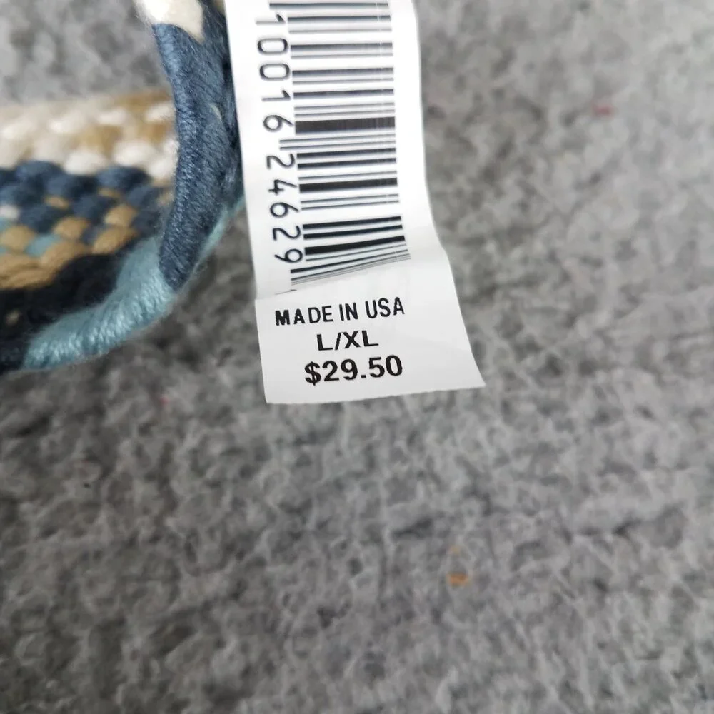 Eddie Bauer Woven Belt Adult Large XL Blue D Ring Casual Hiking Golf Travel USA